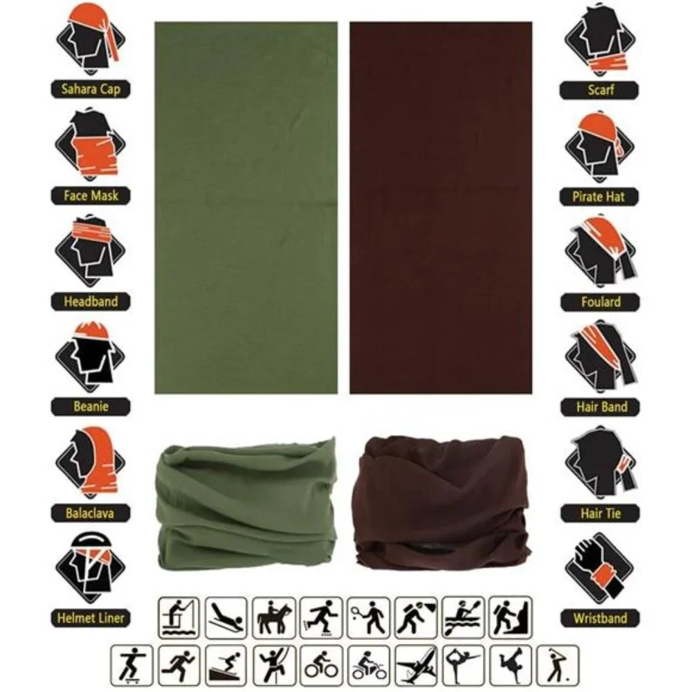 6Pcs Men's Headband Neck Gaiter Head Wrap Headwear Face Mask Magic Scarf Bandana